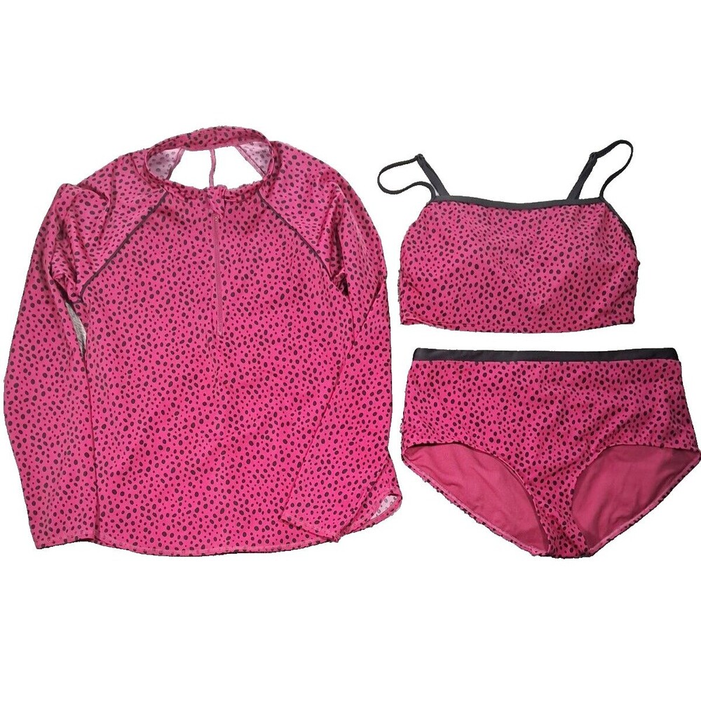 All In Motion Swimsuit Womens Sz Large 3 Pieces Long Sleeve Bikini Rash Guard